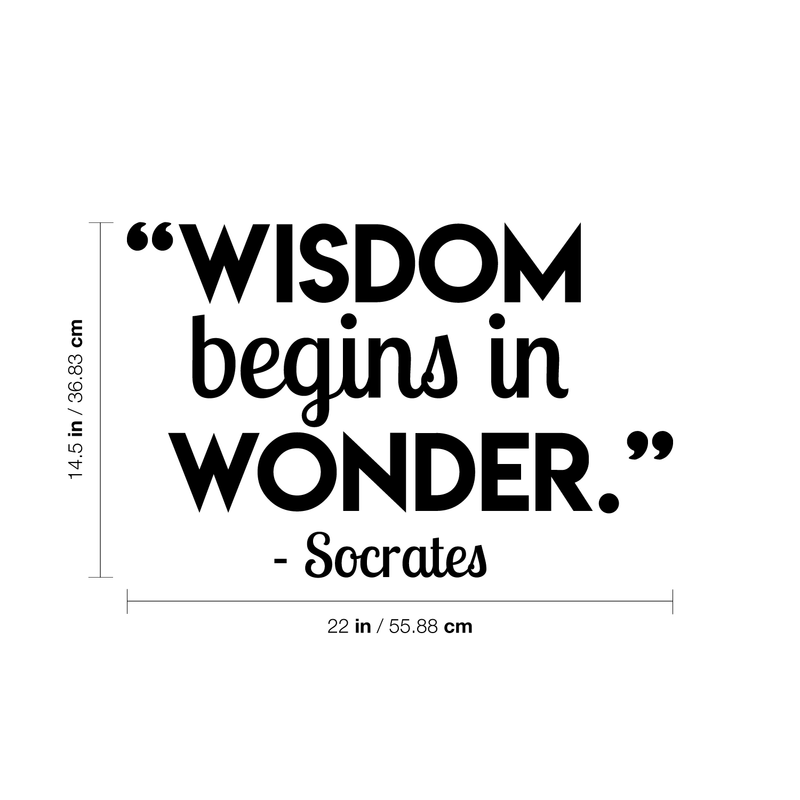 Vinyl Wall Art Decal - Wisdom Begins In Wonder; Socrates - 14.5" x 22" - Trendy Inspirational Philosophy Quote Sticker For Home Bedroom Living Room Work Office School Decor 4