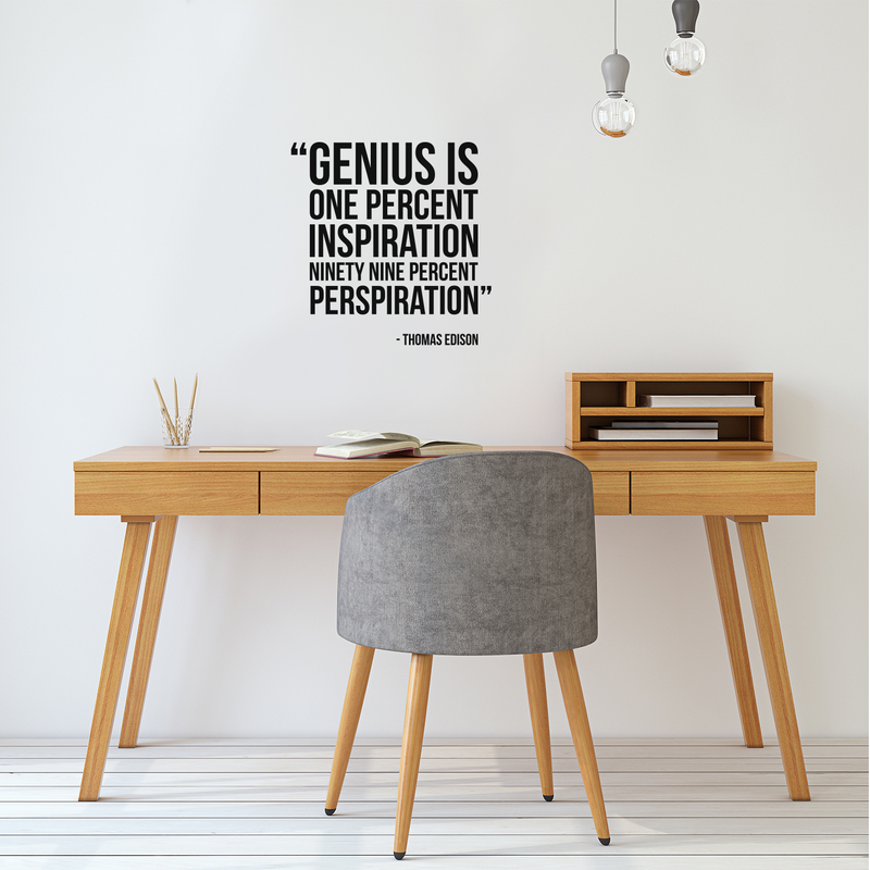Vinyl Wall Art Decal - Genius Is One Percent Inspiration Ninety Nine Percent Perspiration - 22" x 22" - Trendy Inspirational Philosophy Quote Sticker For Bedroom Art Room Classroom Decor 2