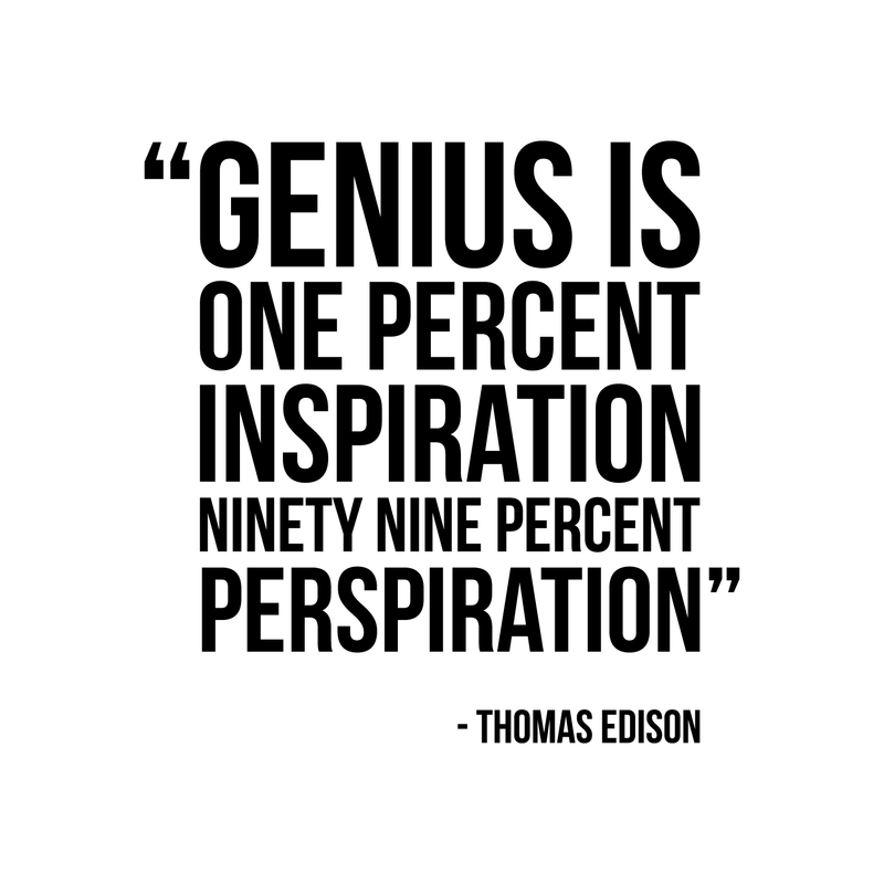 Vinyl Wall Art Decal - Genius Is One Percent Inspiration Ninety Nine Percent Perspiration - 22" x 22" - Trendy Inspirational Philosophy Quote Sticker For Bedroom Art Room Classroom Decor 1