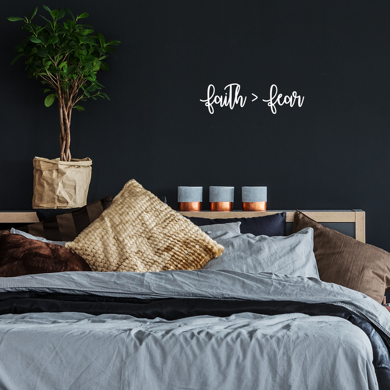 Vinyl Wall Art Decal - Faith Over Fear - 6" x 22" - Modern Motivational Positive Quote Sticker For Bedroom Living Room  Home Office Classroom Work Decor 2
