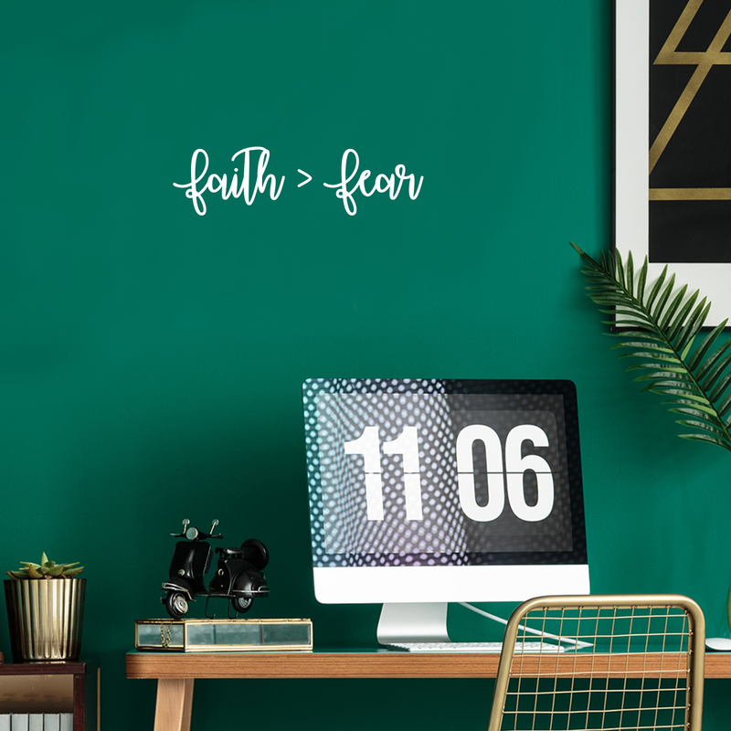 Vinyl Wall Art Decal - Faith Over Fear - 6" x 22" - Modern Motivational Positive Quote Sticker For Bedroom Living Room  Home Office Classroom Work Decor 3