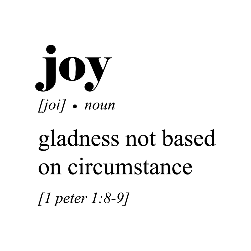 Vinyl Wall Art Decal - Joy Gladness Not Based on Circumstance 1 Peter 1:8-9 - 22" x 25" - Modern Inspirational Religious Bible Verse Quote For Home Bedroom Office Church Decoration Sticker 1