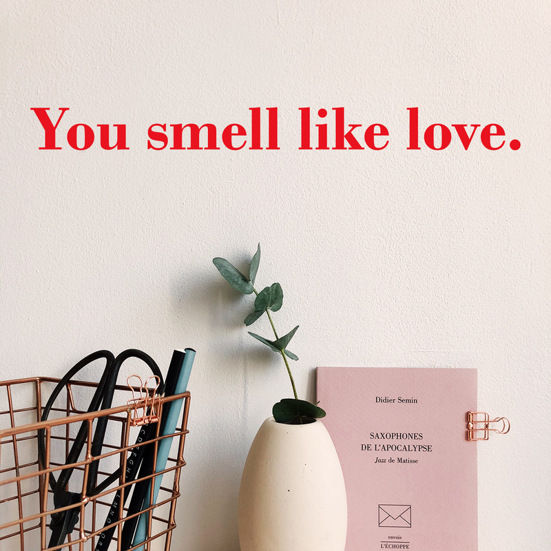Vinyl Wall Art Decal - You Smell Like Love - 2" x 22" - Modern Inspirational Quote Sticker For Home Bedroom Closet Living Room Kids Room Couples Valentine's Day Gift Decor 2
