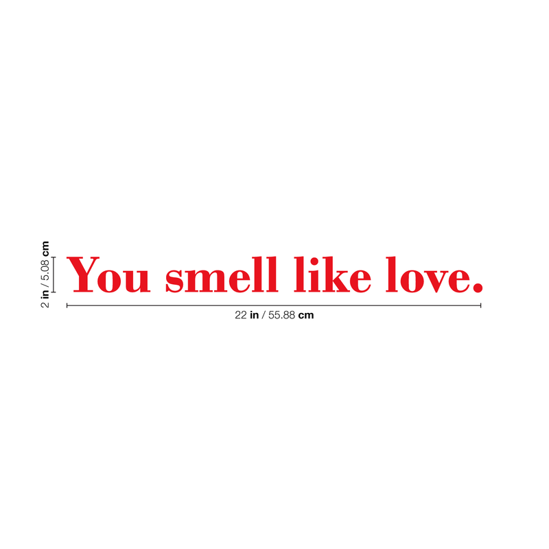 Vinyl Wall Art Decal - You Smell Like Love - 2" x 22" - Modern Inspirational Quote Sticker For Home Bedroom Closet Living Room Kids Room Couples Valentine's Day Gift Decor 4