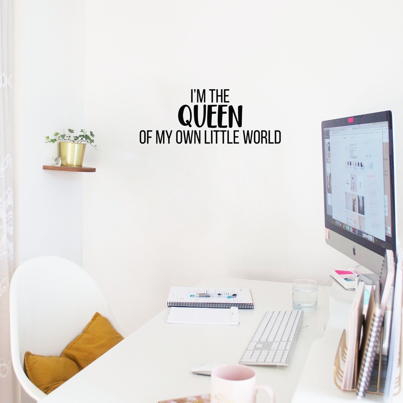 Vinyl Wall Art Decal - I'm The Queen Of My Own Little World - 8.5" x 22" - Modern Inspirational Quote Sticker For Women Home Girls Bedroom Living Room Office Decor 2