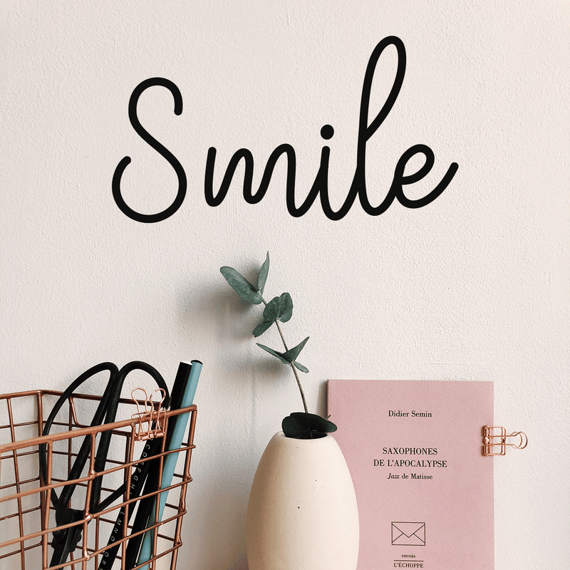 Vinyl Wall Art Decal - Smile - 10" x 18" - Modern Inspirational Positive Cute Quote Sticker For Home Office Bedroom Closet Living Room Work Space Apartment Decor 2