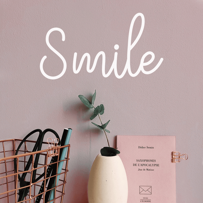 Vinyl Wall Art Decal - Smile - 10" x 18" - Modern Inspirational Positive Cute Quote Sticker For Home Office Bedroom Closet Living Room Work Space Apartment Decor 2