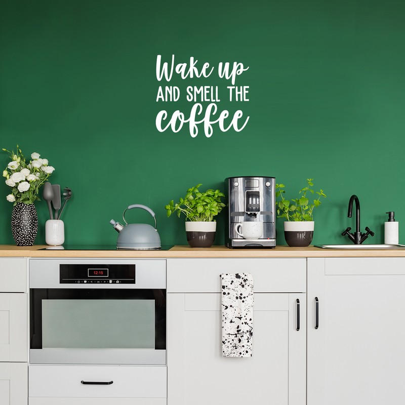 Vinyl Wall Art Decal - Wake Up And Smell The Coffee - 19.5" x 22" - Modern Inspirational Quote For Coffee Lovers Home Bedroom Living Room Kitchen Decor Sticker 2