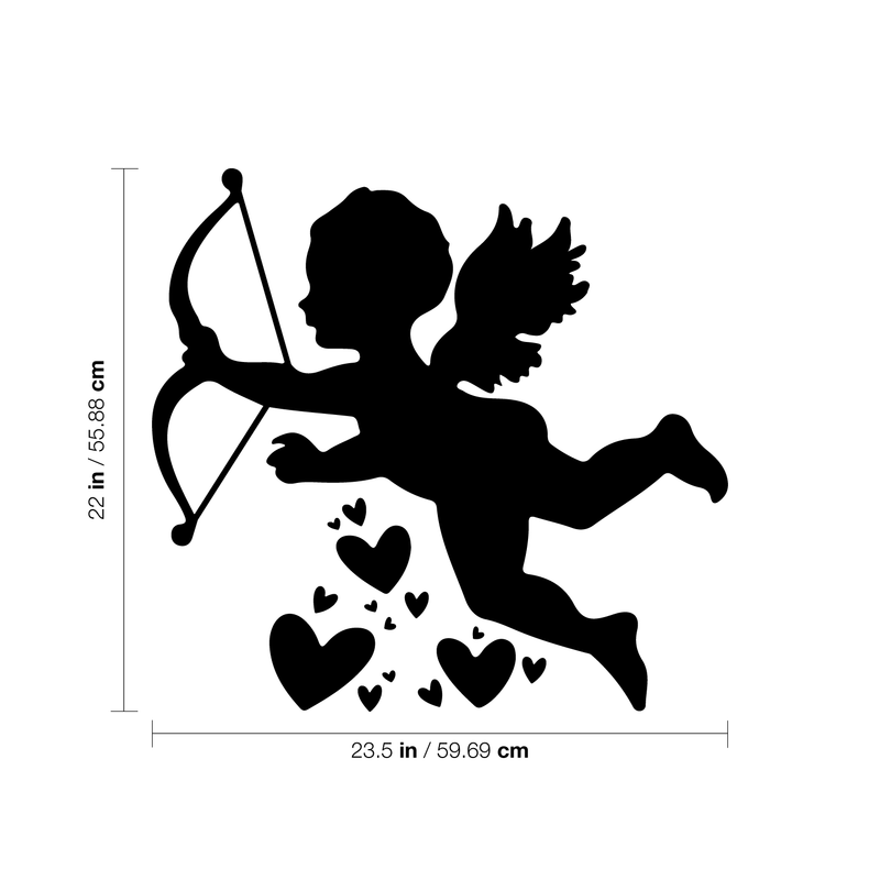 Vinyl Wall Art Decal - Cupid With Hearts - - Modern Cute Artistic Design For Home Storefront Coffee Shop Couples Valentine's Day Decor Sticker 4