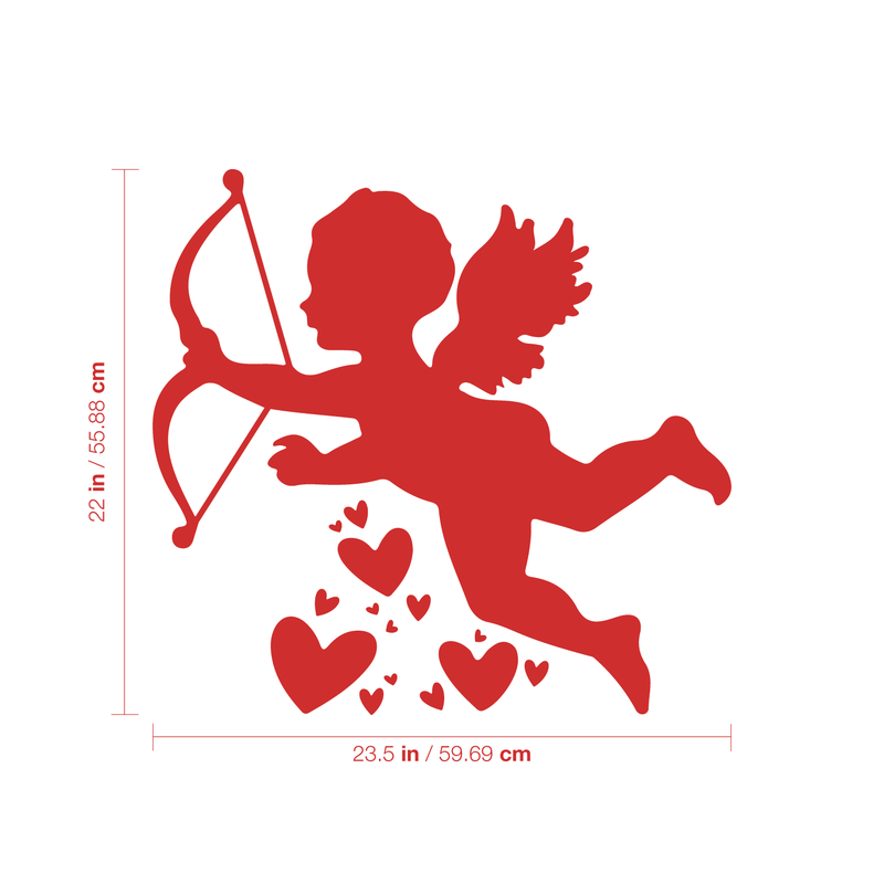 Vinyl Wall Art Decal - Cupid With Hearts - 22" x 23.5" - Modern Cute Artistic Design For Home Storefront Coffee Shop Couples Valentine's Day Decor Sticker 4