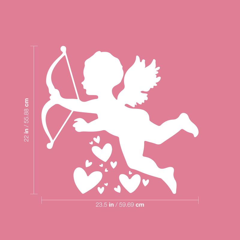 Vinyl Wall Art Decal - Cupid With Hearts - 22" x 23.5" - Modern Cute Artistic Design For Home Storefront Coffee Shop Couples Valentine's Day Decor Sticker 4