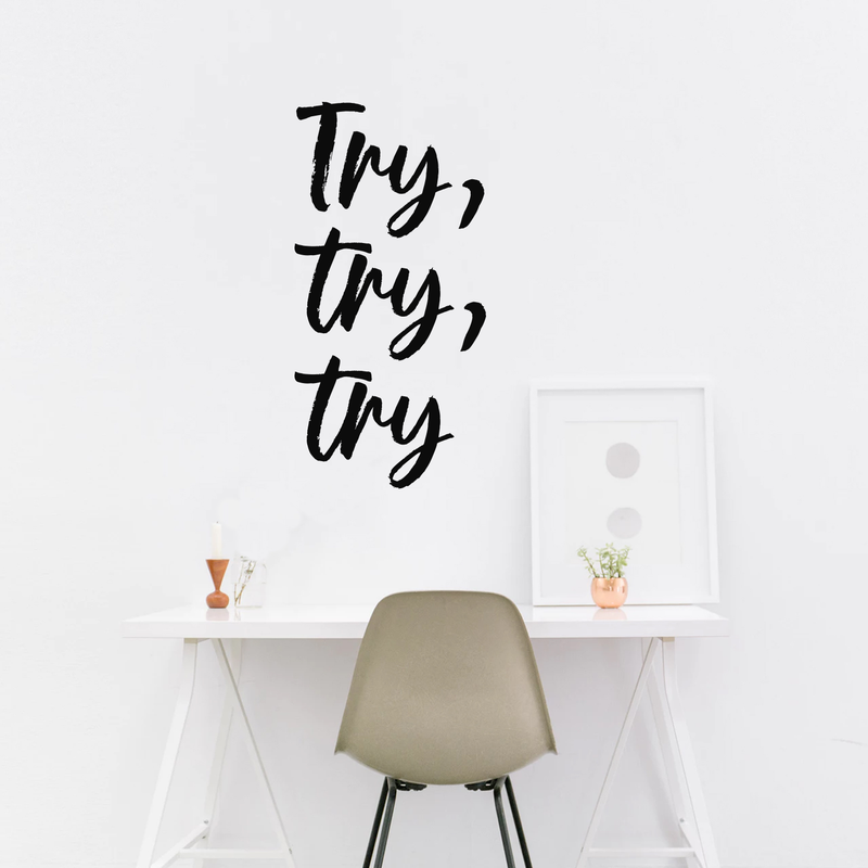 Vinyl Wall Art Decal - Try Try Try - 34" x 17" - Trendy Motivational Positive Quote Sticker For Home Living Room Work Place Office Gym Fitness Workout Space Decor 2