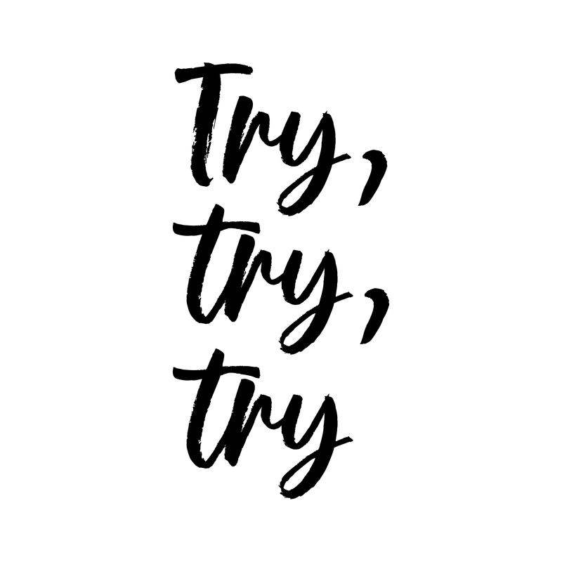 Vinyl Wall Art Decal - Try Try Try - 34" x 17" - Trendy Motivational Positive Quote Sticker For Home Living Room Work Place Office Gym Fitness Workout Space Decor 1