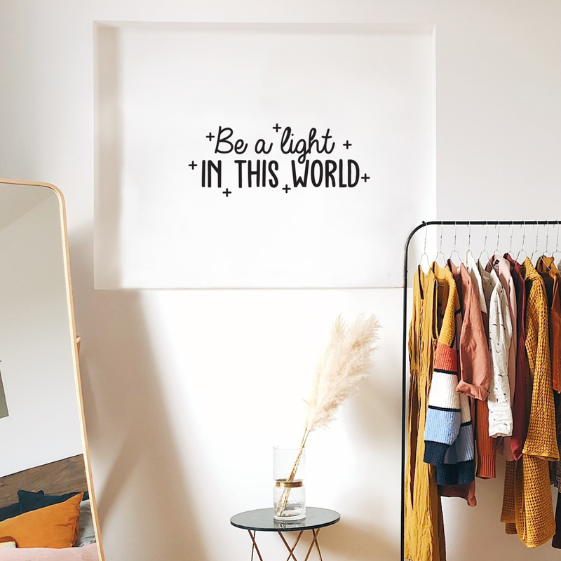 Vinyl Wall Art Decal - Be A Light In This World - 10" x 25" - Modern Inspirational Positive Quote Sticker For Home Workplace Bedroom Living Room Apartment Office Decor 3