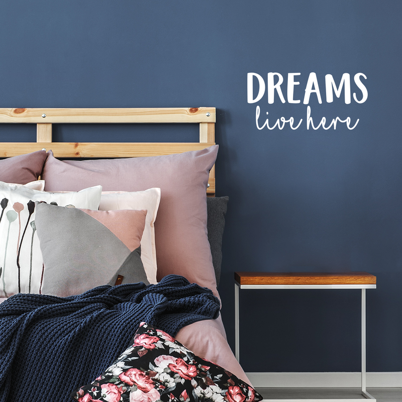 Vinyl Wall Art Decal - Dreams Live Here - 10.5" x 22" - Modern Inspirational Optimism Quote Sticker For Home Office Teen Bedroom Kids Room Entryway Apartment Decor 3