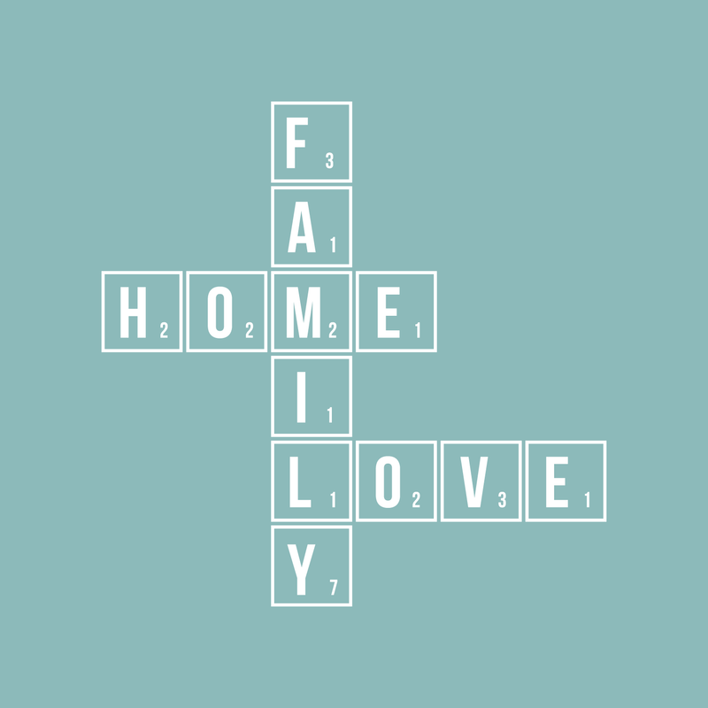 Vinyl Wall Art Decal - Family Scrabble - 22" x 22" - Modern Inspirational Cute Love Quote Sticker For Home Bedroom Kids Room Living Room Playroom Decor 1