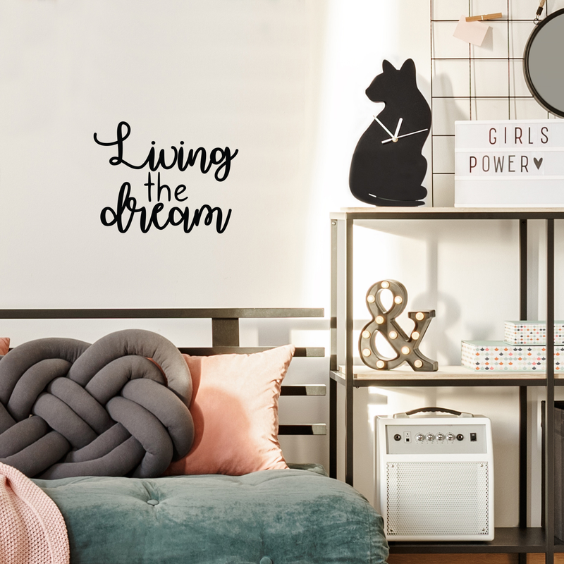 Vinyl Wall Art Decal - Living The Dream - 17" x 22" - Trendy Inspirational Happy Quote Sticker For Home Bedroom Kids Room Playroom Office Coffee Shop Decor 2