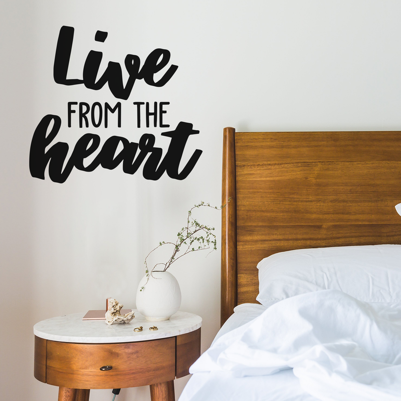 Vinyl Wall Art Decal - Live From The Heart - 20" x 22" - Trendy Motivational Cute Kindness Quote Sticker For Home Bedroom Living Room Playroom Coffee Shop Decor 2