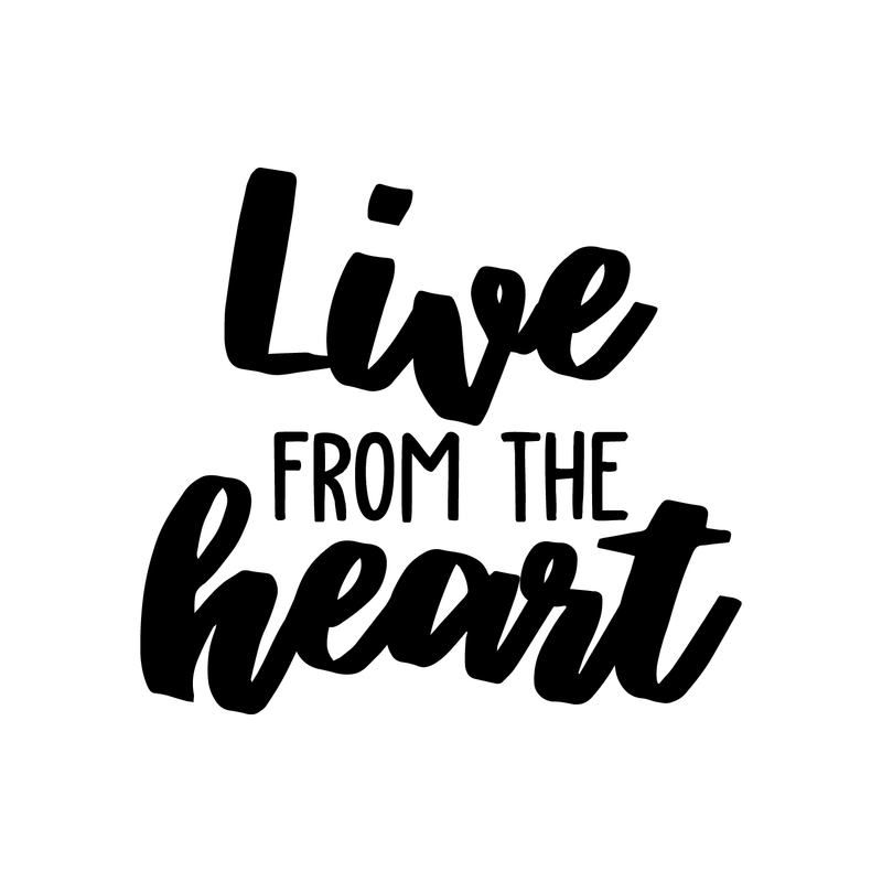 Vinyl Wall Art Decal - Live From The Heart - 20" x 22" - Trendy Motivational Cute Kindness Quote Sticker For Home Bedroom Living Room Playroom Coffee Shop Decor 1