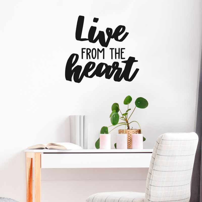 Vinyl Wall Art Decal - Live From The Heart - 20" x 22" - Trendy Motivational Cute Kindness Quote Sticker For Home Bedroom Living Room Playroom Coffee Shop Decor 3