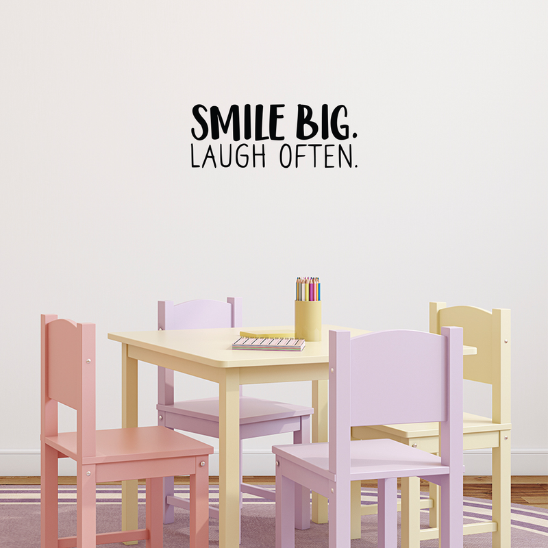 Vinyl Wall Art Decal - Smile Big Laugh Often - 8.5" x 22" - Trendy Motivational Positive Cute Quote Sticker For Home Bedroom Playroom Living Room Kids Room Decor 3