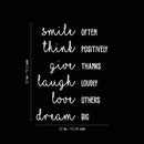 Vinyl Wall Art Decal - Smile Think Give Laugh Love Dream - 30" x 22" - Modern Motivational Positive Quote Sticker Design For Girls Bedroom Closet Home Office Kids Room Classroom Decor 4