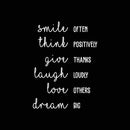 Vinyl Wall Art Decal - Smile Think Give Laugh Love Dream - 30" x 22" - Modern Motivational Positive Quote Sticker Design For Girls Bedroom Closet Home Office Kids Room Classroom Decor 1