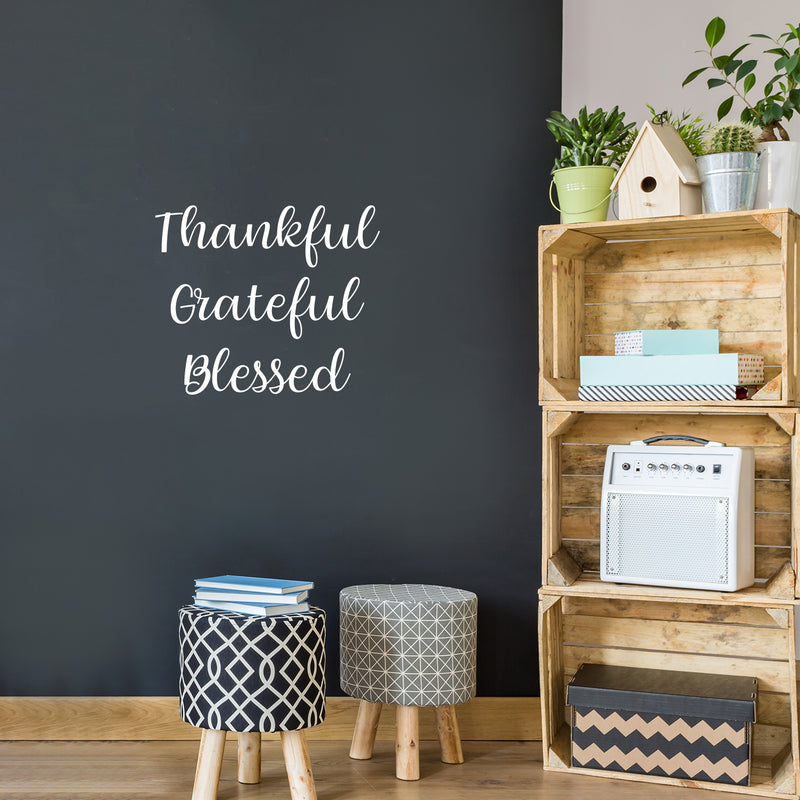 Vinyl Wall Art Decal - Thankful Grateful Blessed - 18.5" x 22" - Modern Inspirational Optimism Quote For Home Office Bedroom Closet Living Room Classroom Apartment Decor 2