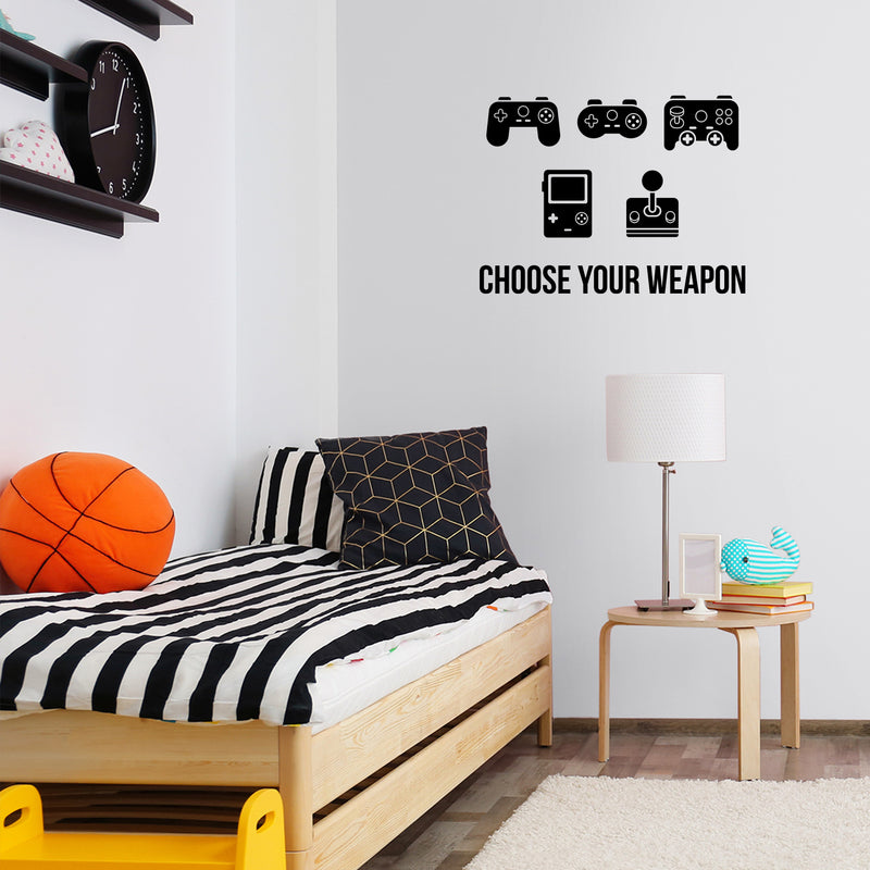 Vinyl Wall Art Decal - Choose Your Weapon - - Modern Cute Funny Quote Sticker Video Game Controller Shapes For Kids Room Home Boys Girls Bedroom Playroom Nursery Decor 2