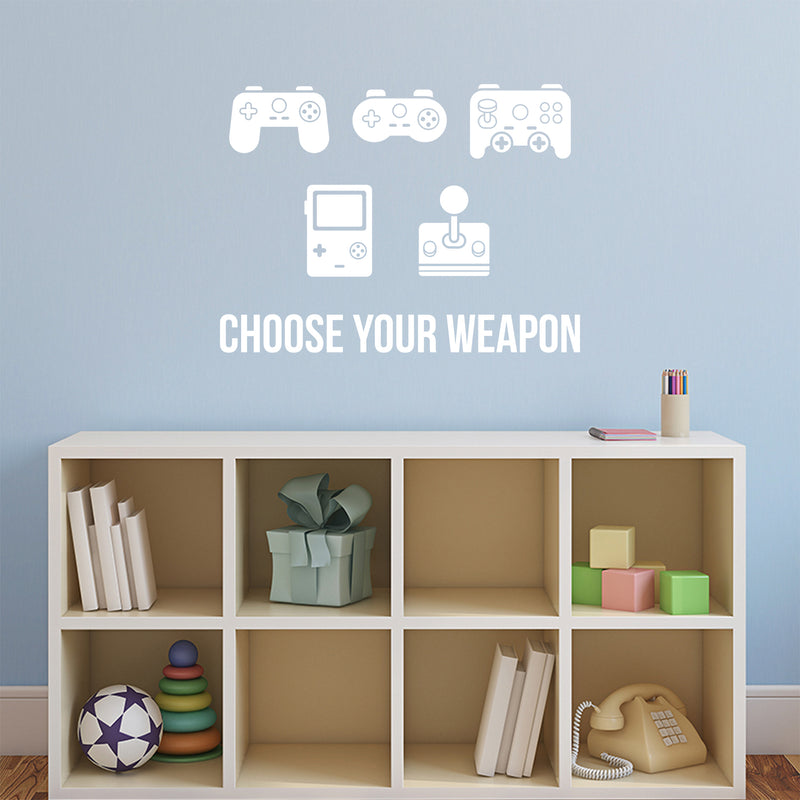 Vinyl Wall Art Decal - Choose Your Weapon - 22" x 29.5" - Modern Cute Funny Quote Sticker Video Game Controller Shapes For Kids Room Home Boys Girls Bedroom Playroom Nursery Decor 3