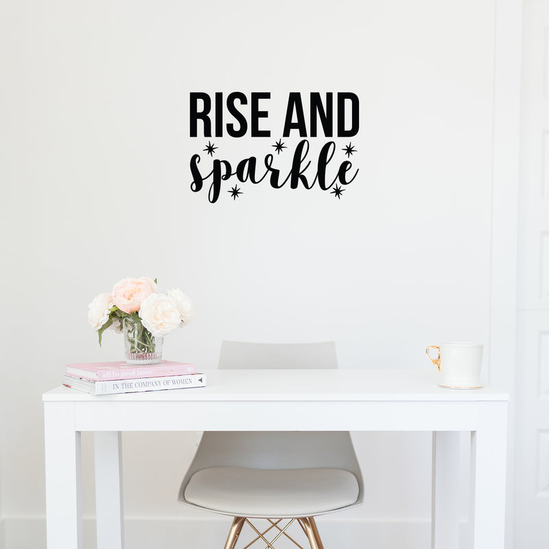 Vinyl Wall Art Decal - Rise And Sparkle - 14.5" x 22" - Modern Motivational Cute Positive Quote Sticker For Home Bedroom Closet Living Room Playroom Work Office Decor 2