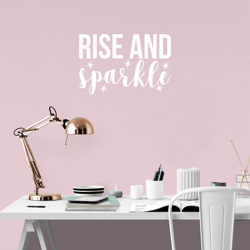 Vinyl Wall Art Decal - Rise And Sparkle - 14.5" x 22" - Modern Motivational Cute Positive Quote Sticker For Home Bedroom Closet Living Room Playroom Work Office Decor 2