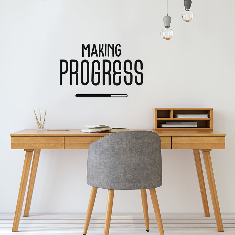 Vinyl Wall Art Decal - Making Progress - - Modern Motivational Self Esteem Quote Sticker Loading Bar Shape For Teen Home Kids Room Work Office Classroom Coffee Shop Decor 3