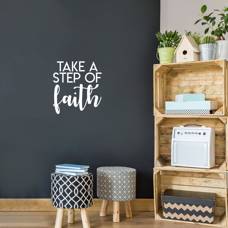 Vinyl Wall Art Decal - Take A Step Of Faith - 18.5" x 17" - Modern Inspirational Optimism Quote Sticker For Home Office Bedroom Living Room Classroom Decor 3