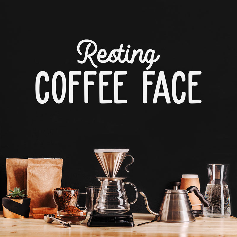 Vinyl Wall Art Decal - Resting Coffee Face - 10" x 26" - Modern Funny Cafe Quote Sticker For Coffee Lovers Home Living Room Work Office kitchenette Store Decor 3