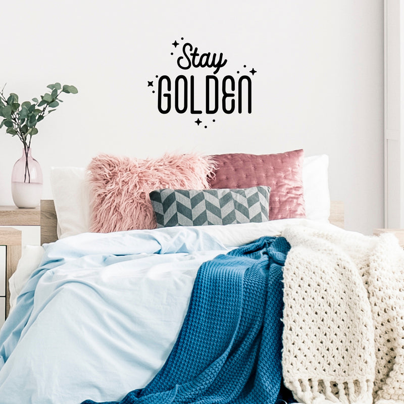 Vinyl Wall Art Decal - Stay Golden - Modern Inspirational Positive Quote Sticker Cute Design For Bedroom Kids Room Home Office Playroom Living Classroom Store Decor 2