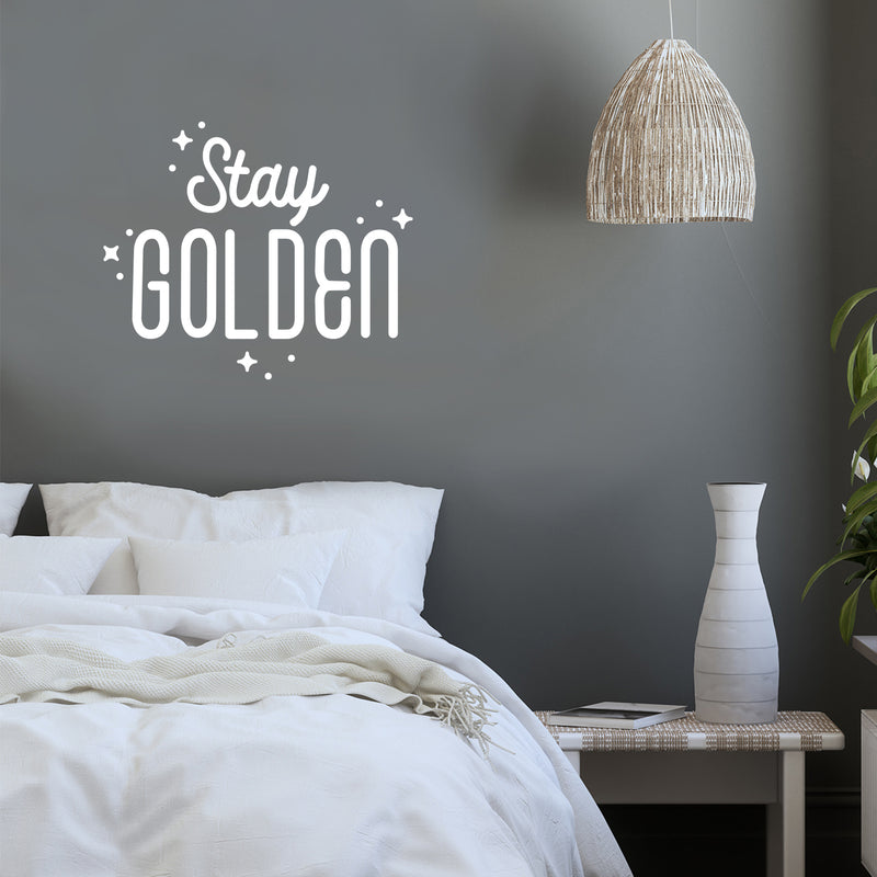 Vinyl Wall Art Decal - Stay Golden - 22" x 26" - Modern Inspirational Positive Quote Sticker Cute Design For Bedroom Kids Room Home Office Playroom Living Classroom Store Decor 3