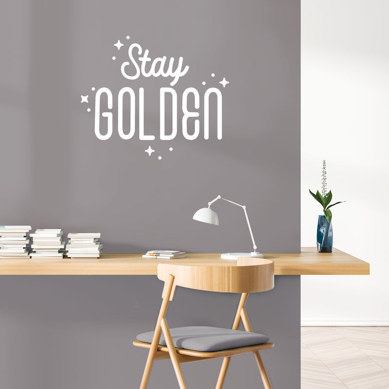 Vinyl Wall Art Decal - Stay Golden - 22" x 26" - Modern Inspirational Positive Quote Sticker Cute Design For Bedroom Kids Room Home Office Playroom Living Classroom Store Decor 2