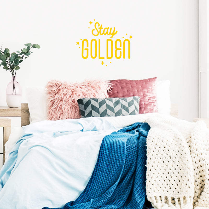 Vinyl Wall Art Decal - Stay Golden - 22" x 26" - Modern Inspirational Positive Quote Sticker Cute Design For Bedroom Kids Room Home Office Playroom Living Classroom Store Decor 2