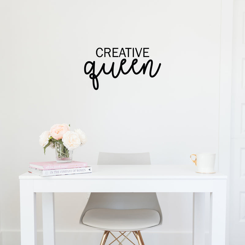 Vinyl Wall Art Decal - Creative Queen - Trendy Cute Inspirational Positive Women Quote Sticker For Home Bedroom Closet Girls Room Living Room Work Office Feminine Decor 3