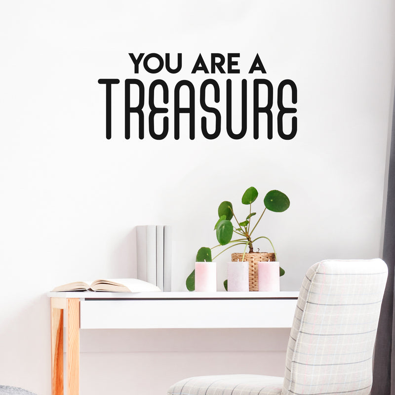 Vinyl Wall Art Decal - You Are A Treasure - 13" x 30" - Trendy Cute Motivational Self Esteem Quote Sticker For Home Bedroom Closet Girls Room Living Room Work Office Feminine Decor 3