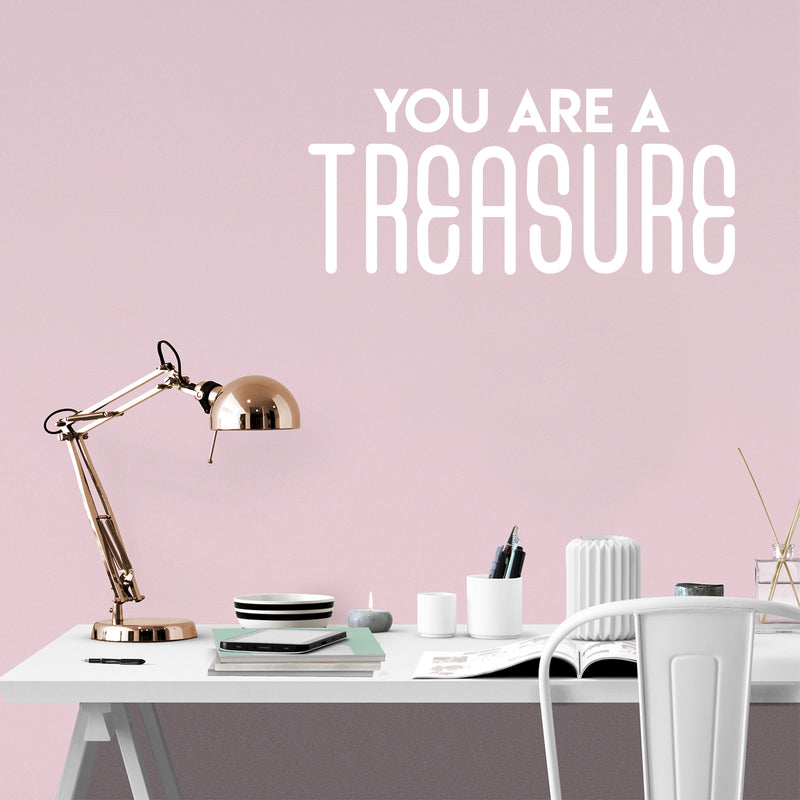 Vinyl Wall Art Decal - You Are A Treasure - 13" x 30" - Trendy Cute Motivational Self Esteem Quote Sticker For Home Bedroom Closet Girls Room Living Room Work Office Feminine Decor 3