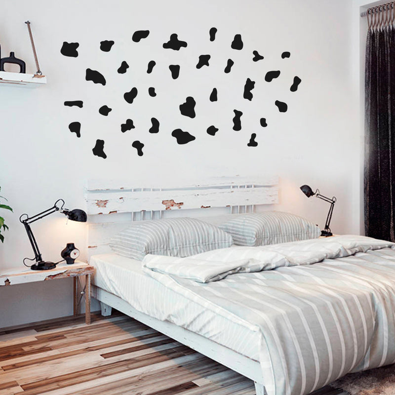 Set Of 34 Vinyl Wall Art Decal - Cow Pattern - From Each - Cows Spots Adhesive Stickers Animal Design For Girls Bedroom Home Office Living Room Classroom Apartment Decor 2