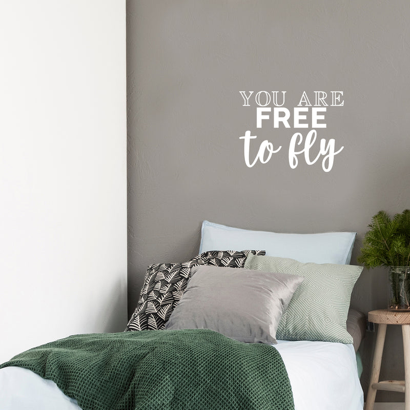 Vinyl Wall Art Decal - You Are Free To Fly - 17" x 22" - Trendy Inspirational Optimistic Self Esteem Quote Sticker For Home Bedroom Kids Room Playroom Living Room Office Work Decor 2