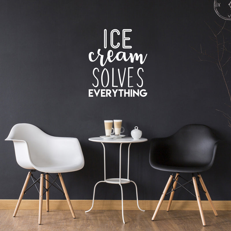 Vinyl Wall Art Decal - Ice Cream Solves Everything  - 25.5" x 22" - Trendy Cute Funny Quote Sticker For Home Kitchen Living Room Restaurant Coffee Shop Store Decor 2