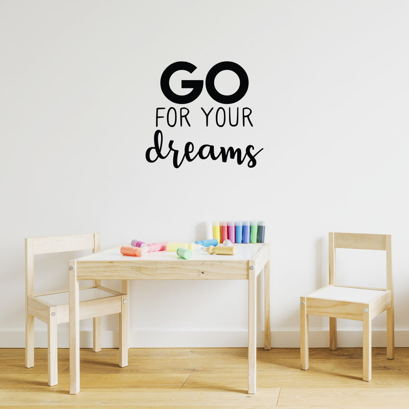 Vinyl Wall Art Decal - Go For Your Dreams - 20" x 22" - Modern Optimistic Motivational Good Vibes Sticker For Home Bedroom Living Room Playroom Office Coffee Shop Decor 2