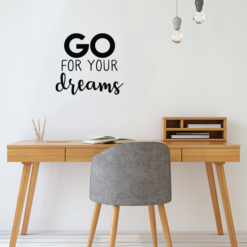 Vinyl Wall Art Decal - Go For Your Dreams - 20" x 22" - Modern Optimistic Motivational Good Vibes Sticker For Home Bedroom Living Room Playroom Office Coffee Shop Decor 3