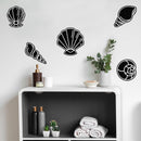 5 Pieces Of Vinyl Wall Art Decal - Seashell Set - From 8" x 8" Each - Minimal Cute Adhesive Stickers Shell Design For Home Bedroom Bathroom Kids Room Living Room Store Sea Decor 3
