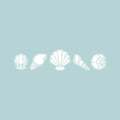 5 Pieces Of Vinyl Wall Art Decal - Seashell Set - From 8" x 8" Each - Minimal Cute Adhesive Stickers Shell Design For Home Bedroom Bathroom Kids Room Living Room Store Sea Decor 1