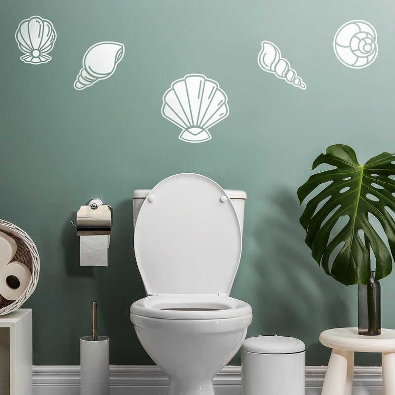 5 Pieces Of Vinyl Wall Art Decal - Seashell Set - From 8" x 8" Each - Minimal Cute Adhesive Stickers Shell Design For Home Bedroom Bathroom Kids Room Living Room Store Sea Decor 3